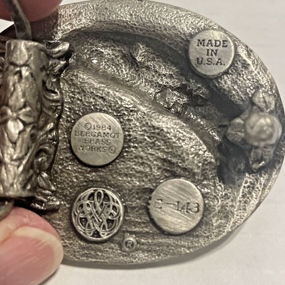 Vintage Bergamot Brass Works Bass Fish Belt Buckle Fishing Fisherman 1977 E-143 - Picture 6 of 7